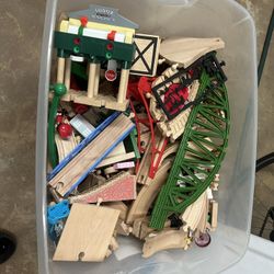 Huge Wooden Train Set W/ Tons Of Accessories 