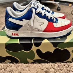 Bape Sta  “France” Red White Blue Patent Leather Sneaker Men’s Size 9.5 Bathing Ape 