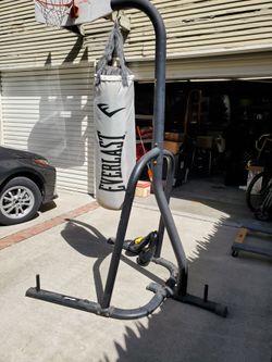 Punching bag with stand.