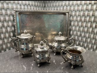 MAGMA depose Vintage Silver Plated Tea Set - Elegant Silver Finish