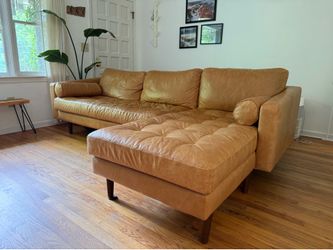Poly & Bark Napa Leather Sectional (Cognac Tan) – Right Facing