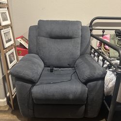 Greyish blue Power Lay Flat Recliner