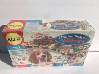 New in Box Paint a Doggie Diner * Dog Feeder and Two Metal Paint A Doggie Diner Dog Feeder