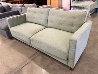 ZINUS Lauren Modern Eucalytptus Green Button Tufted Loveseat with Tapered Legs