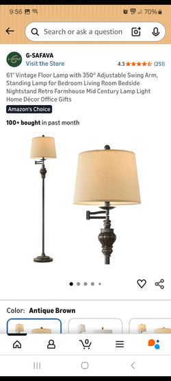 61" Vintage floor lamp with 350° adjustable swing arm  standing lamp for bedroom living room  bedside etc new in box pick up in pomona $50