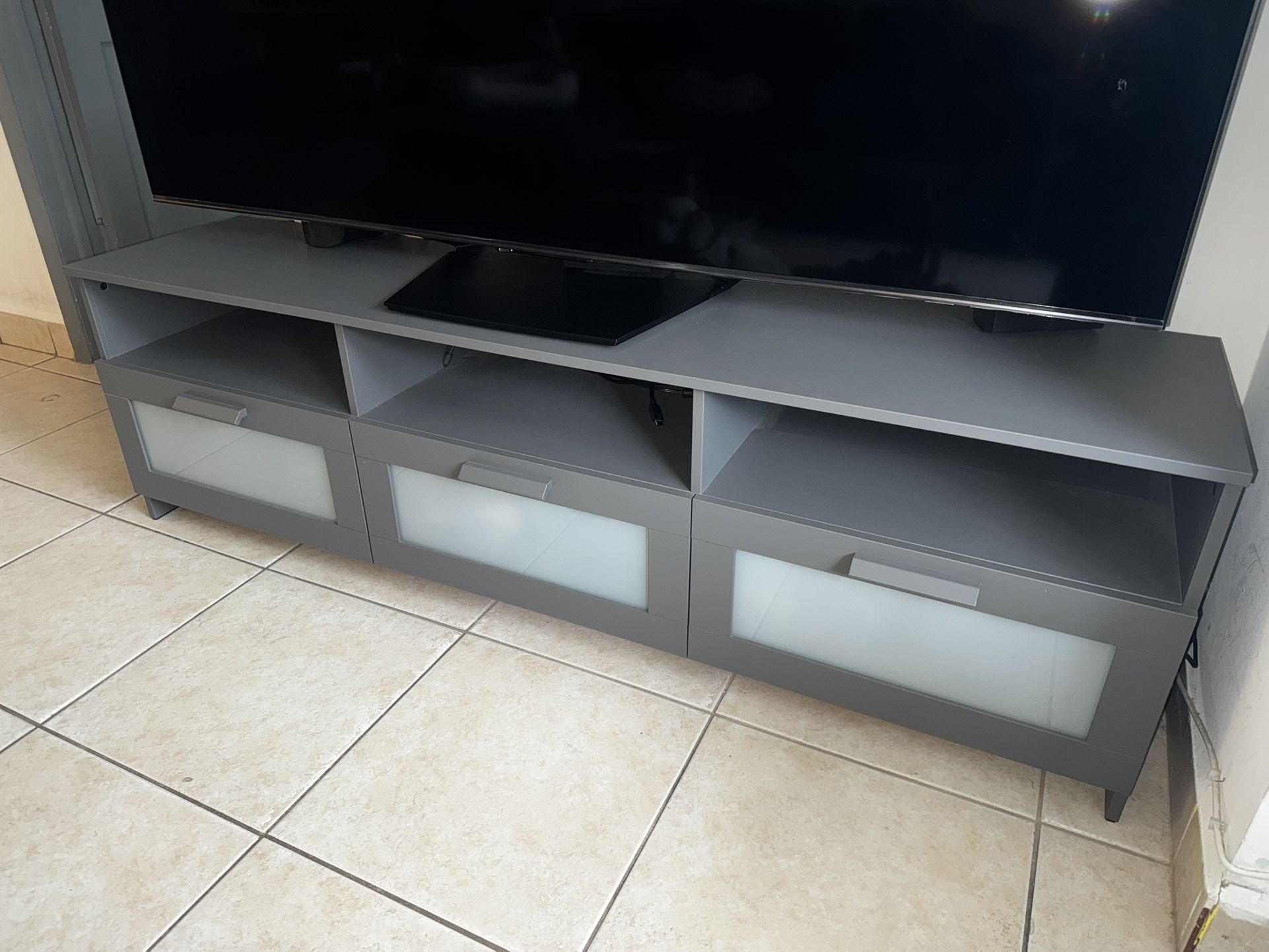 IKEA TV Console Unit Stand Drawers Rare Gray Excellent Condition
