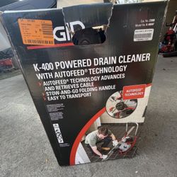 Ridgid K-400 AutoFeed Drain Cleaning Snake Auger 120-Volt Drum Machine and C-45IW 1/2 in. x 75 ft. Cable + Tool Set & Gloves.
