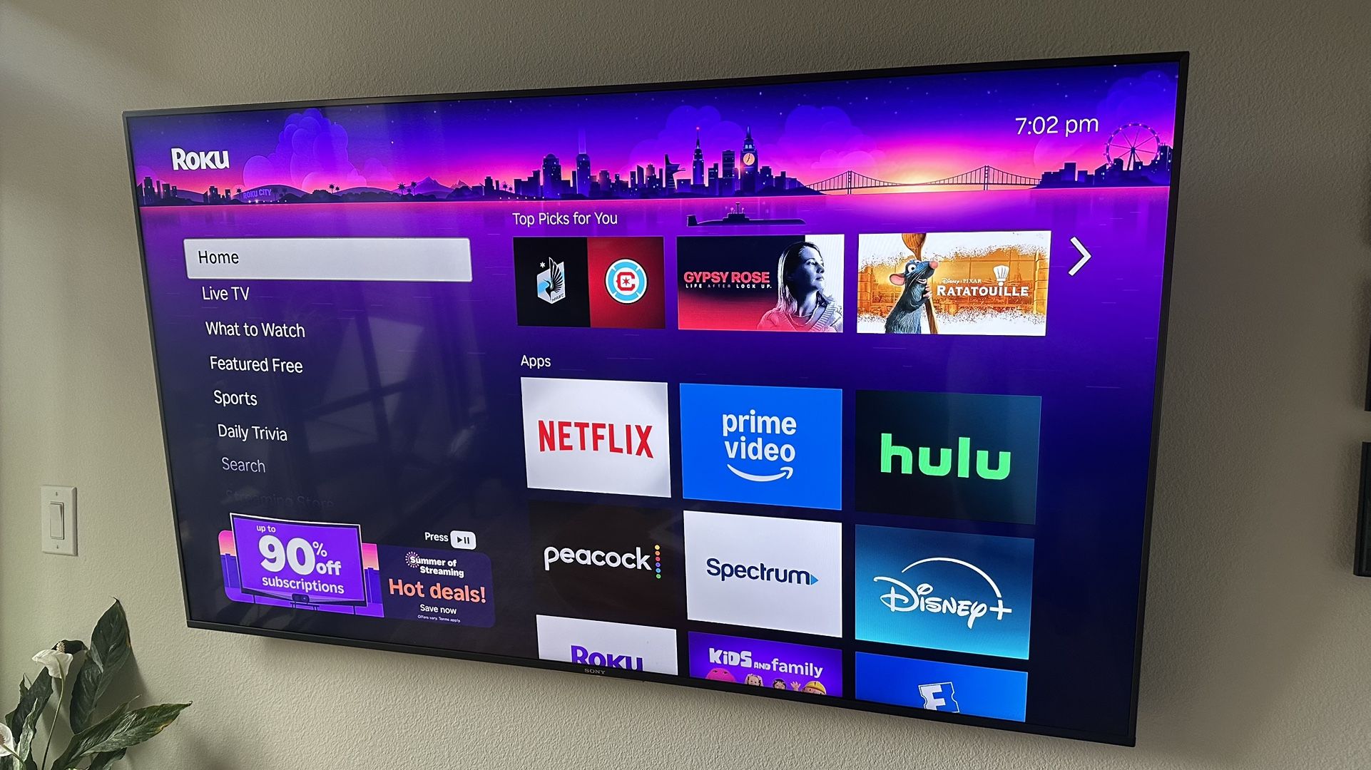 Sony 65” Smart TV with Roku Remote – Works Great 