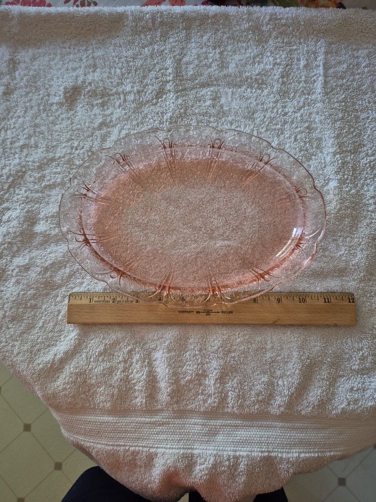 Vintage Jeanette Glass Co Cherry Blossom Oval Platter