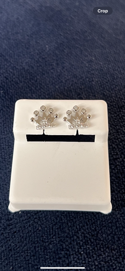 925 Silver / Genuine Moissanite crown  earings