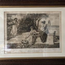 Wooden Framed Garlands Of The Festival Print Of Painting
