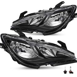 JSBOYAT Halogen Headlights Assembly Compatible with 2017- 2023 Chrysler Pacifica Voyager Driver and Passenger Side w/Bulbs