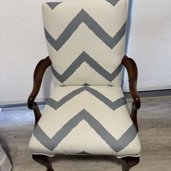 $800/Pr/Mahogany Wood Blue/White Fabric Chairs 