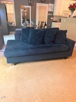 Modern Navy Blue Velvet-Style Sofa – Moving Sale! $200 OBO
