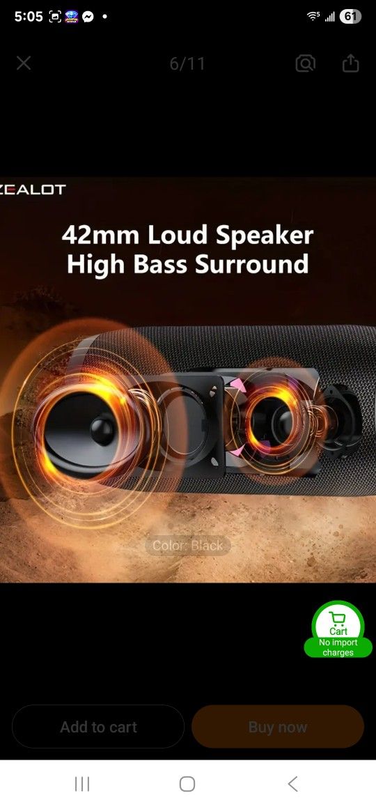 New 50 Watt Bluetooth Speaker Large Battery 8,000 Ma