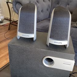 2 Philips Speakers With Subwoofer System
