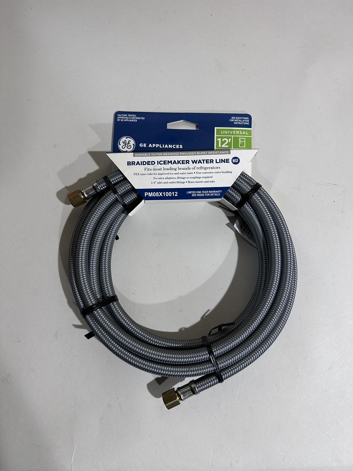 GE - Braided Icemaker Water Line- 12 ft. - PM08X10012