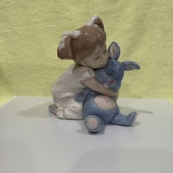 Lladro Vintage I Love You So Much Girl with Blue Bunny  #1(contact info removed)