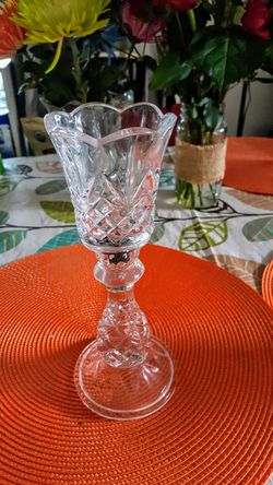 Crystal glass cut candle holder