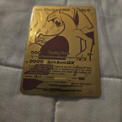 Custom Gold Color Charzard Pokémon Card