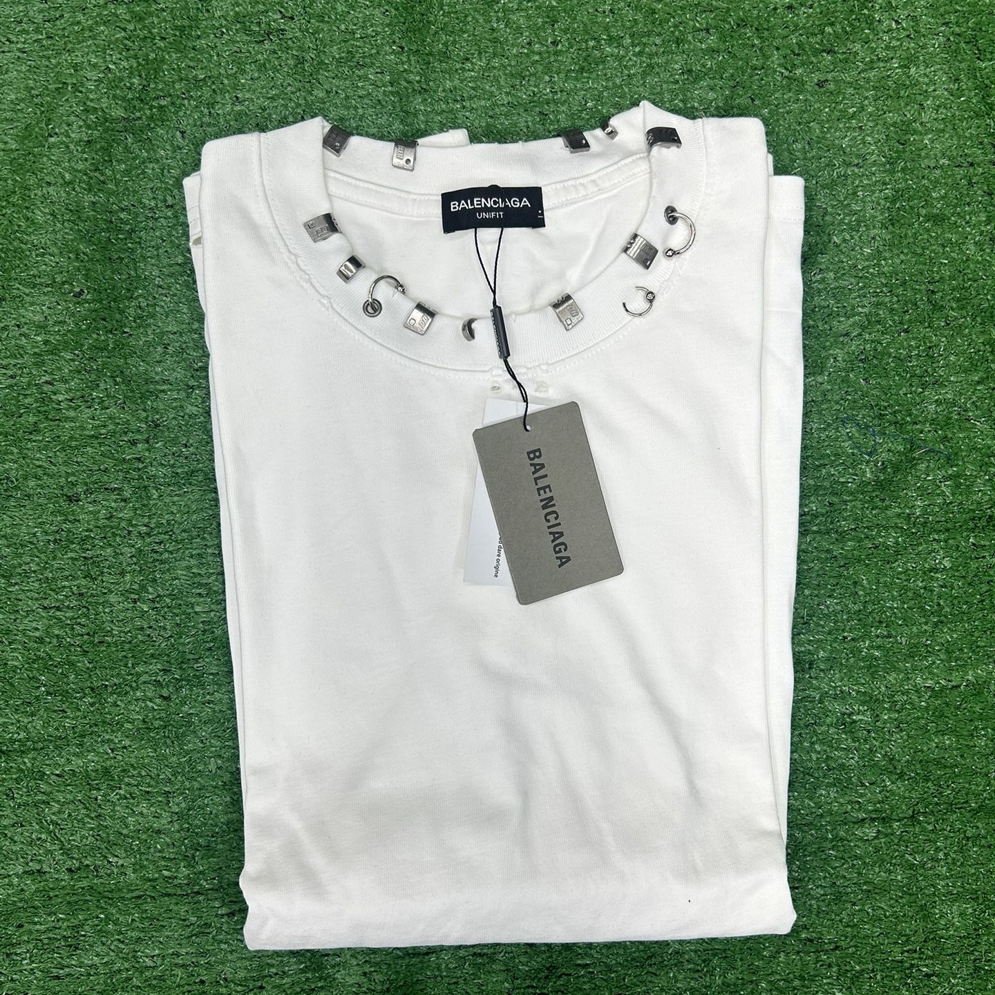 Balenciaga Pierced distressed-effect cotton T-shirt white for Sale 