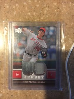 Jered Weaver angels baseball card with piece of jersey