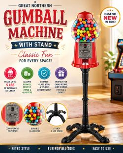 Great Northern Gumball Machine w/ Stand 15” Red New in Box