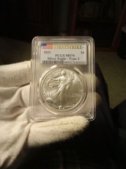2021-P Silver American Eagle MS 70 Pcgs Type 2 First Strike
