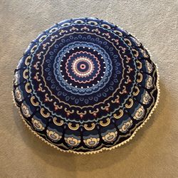 Bohemian Mandala Pillow with Pom-Pom Trim