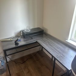 Corner Desk With Built In Charging Station And USB Ports 