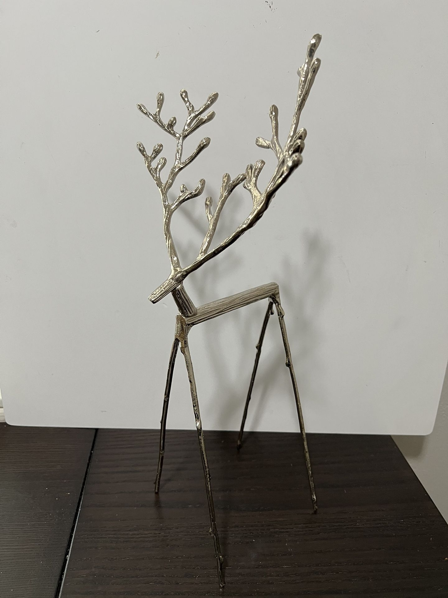 Pottery Barn Reindeer Twig Style Metal Figurine Figure 18.5” x 11” Silver