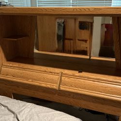 Queen Sized Storage Headboard, Oak
