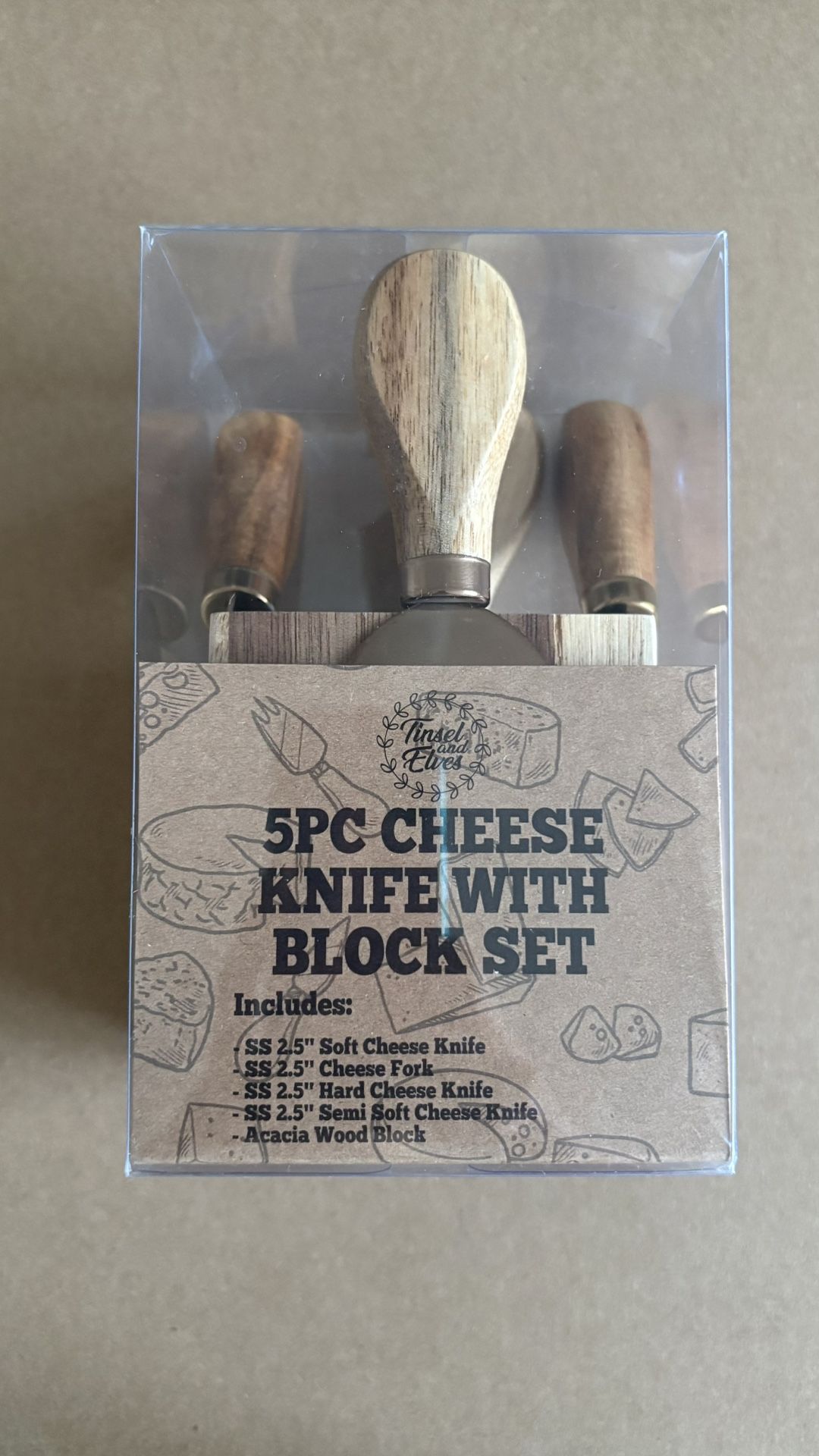 5 piece cheese knife set