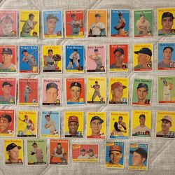 1958 Topps Baseball Card Lot of 38 Total DIFFERENT Baseball Cards HOF ALL STAR