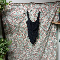 Vintage Longitude Black One Piece Swimsuit, Size 10