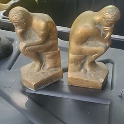 Brass "The Thinker" Bookends