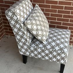 Modern Gray Slipper Accent Chair with Pillow