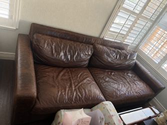 Restoration Hardware RH Maxwell Leather 2-Cushion Sofa Couch