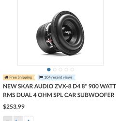 2 Skar Auto  8” Subs  With 5000watt Amp 