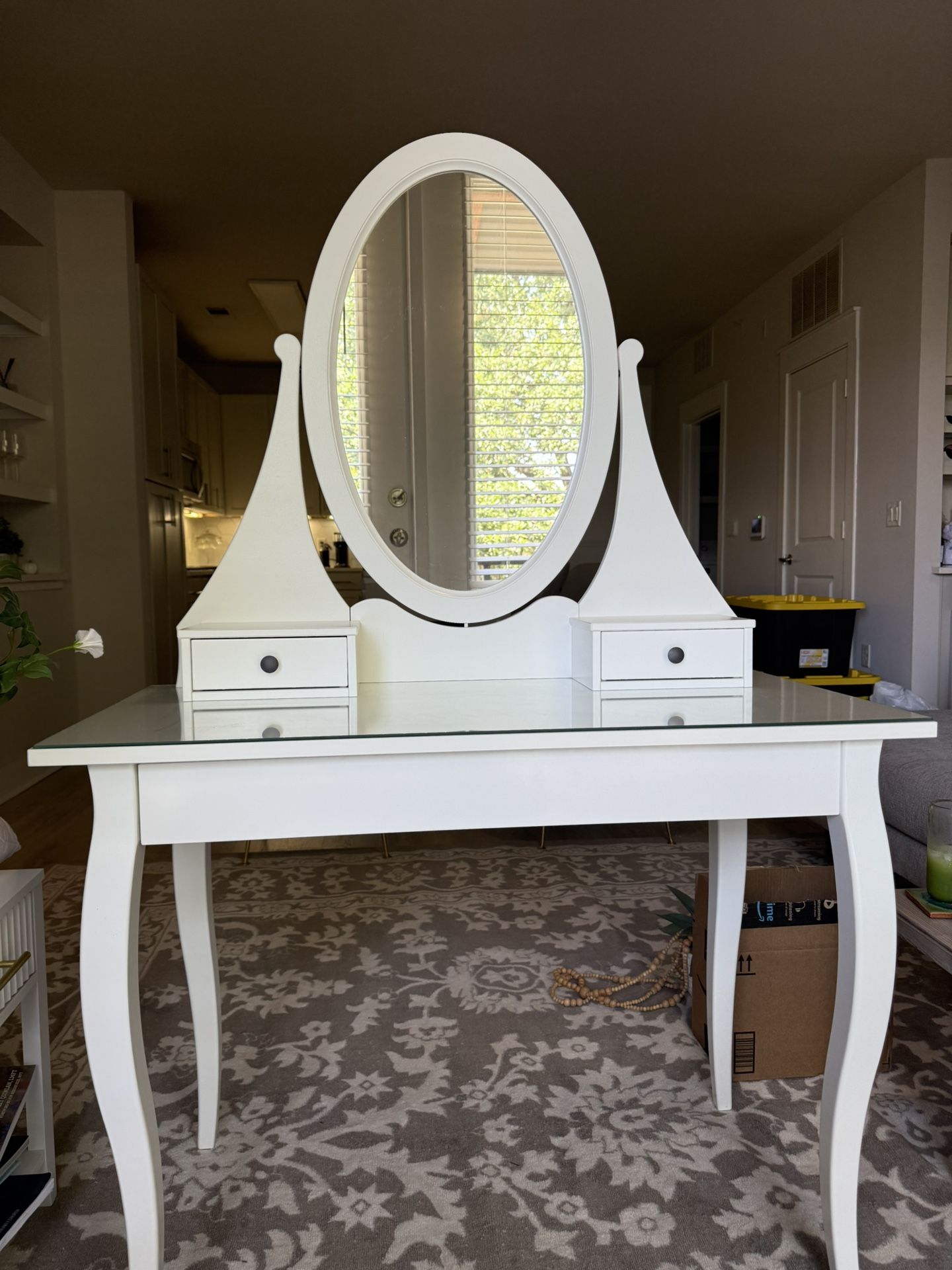 IKEA Hemnes White Vanity with Mirror