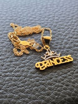 14K Gold Princess Crown Necklace