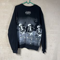 Disney Dancing Skeletons Crewneck Pullover Sweater Mens Large Black NWT