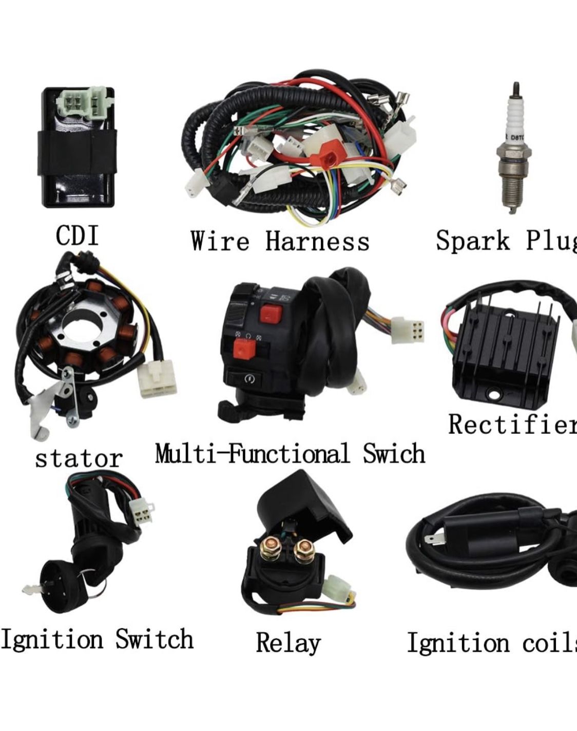 OTOHANS AUTOMOTIVE Complete Electrics Stator Coil CDI Wiring Harness with Full Copper Wire for 4-Stroke ATV QUAD 150cc-300cc