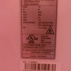 Toshiba Portable Air Conditioner 8000 btu