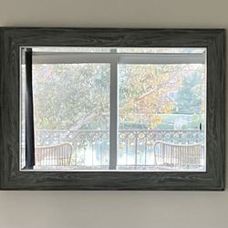 Large Framed Rectangular Grey Wall Mirror
