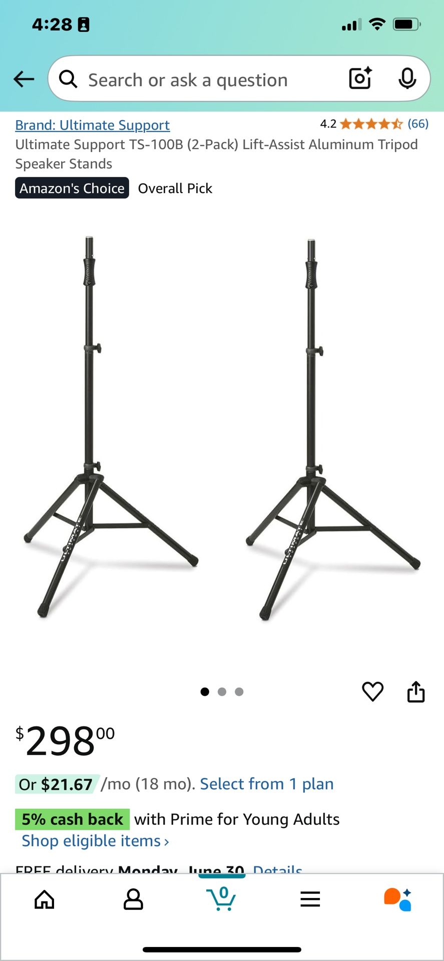 Ultimate Support TS-100B (2-Pack)