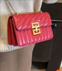 Red Quilted Leather Chain Crossbody Bag