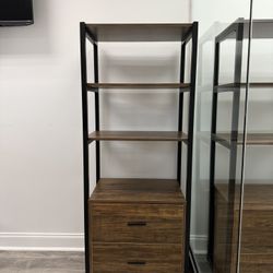 Modern Industrial Bookshelf With Drawers - Set Of 2 (Available Individually Or As Pair)