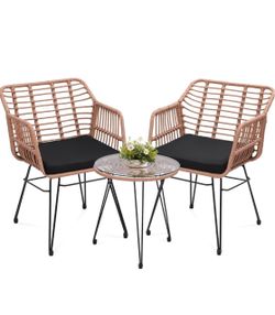 Brand New 3 Piece Wicker Patio Bistro Furniture Set