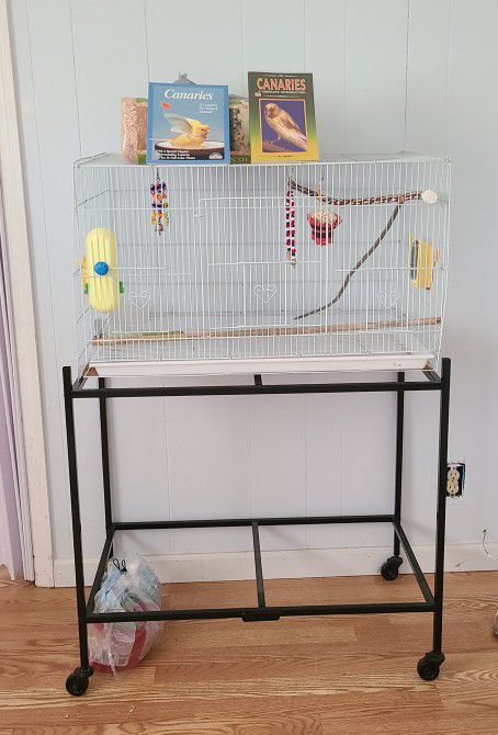Bird Cage On Rolling Stand